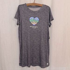 Life is Good L Intimates Heather Gray T- like Sleep Shirt Pajama